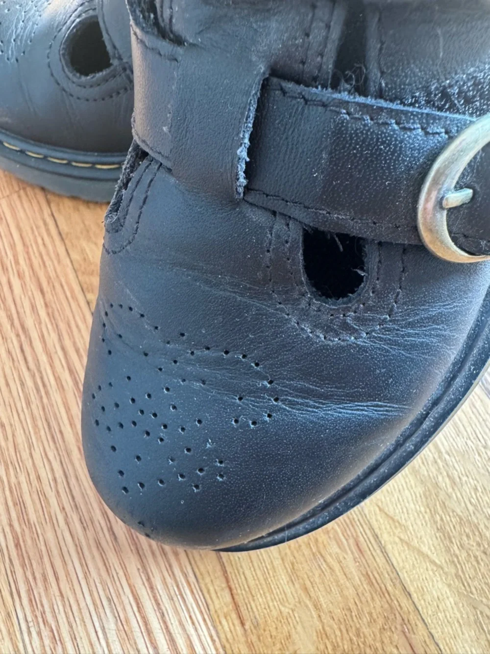 Dr. Martens Kids Black Double-Buckle Leather Shoe